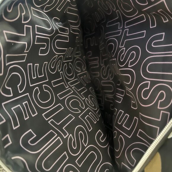 Justice Gold Black Dot Stripe "M" Initial Backpack School Bag - Picture 11 of 11